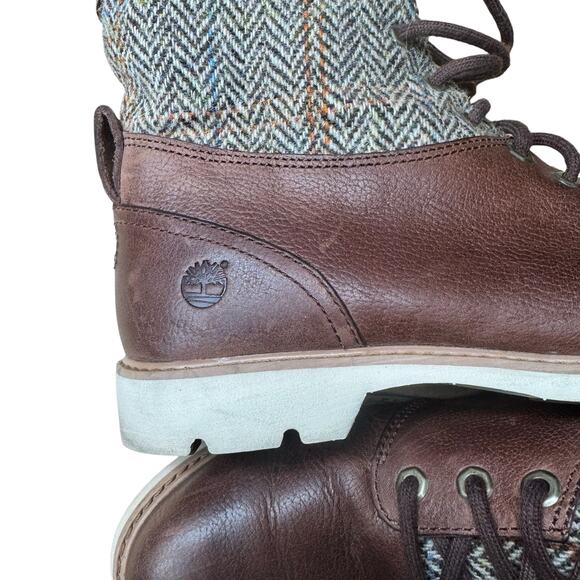 Timberland Women's Bramhall 6 Inch Harris Tweed Brown Lace Up Boots - Size 9 - Picture 4 of 9